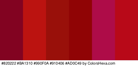 #820222 #BA1310 #990F0A #910406 #AD0C49 #B70917 Colors Logo
