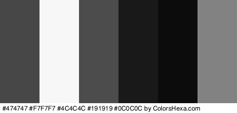 #474747 #F7F7F7 #4C4C4C #191919 #0C0C0C #828282 Colors Logo