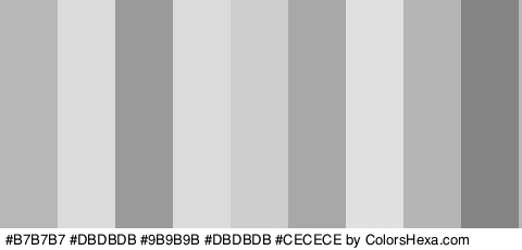 #B7B7B7 #DBDBDB #9B9B9B #DBDBDB #CECECE #A8A8A8 #E0E0E0 #B5B5B5 #848484 Colors Logo
