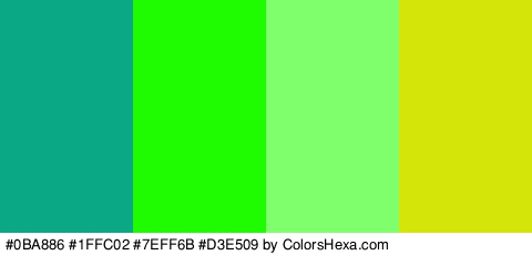 #0BA886 #1FFC02 #7EFF6B #D3E509 Colors Logo