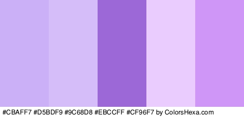 #CBAFF7 #D5BDF9 #9C68D8 #EBCCFF #CF96F7 Colors Logo