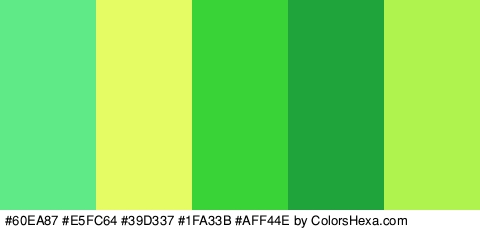 #60EA87 #E5FC64 #39D337 #1FA33B #AFF44E Colors Logo
