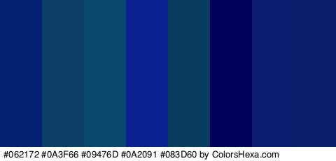#062172 #0A3F66 #09476D #0A2091 #083D60 #00005B #091C6D #0A1F6B Colors Logo