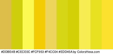 #DDBE4B #CECE0C #FCF953 #F4CC04 #EDD45A #D6D617 #D3D008 #F7EC51 #E8E122 #FCE12F Colors Logo