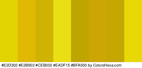 #E2D302 #E2B902 #CEB302 #EADF15 #BFA500 #CCA602 #C4A701 #E8D906 Colors Logo