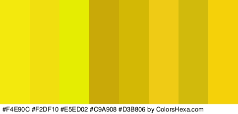 #F4E90C #F2DF10 #E5ED02 #C9A908 #D3B806 #EFCB15 #D1BA0C #F4D109 Colors Logo