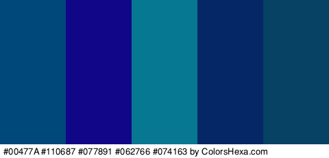 #00477A #110687 #077891 #062766 #074163 Colors Logo