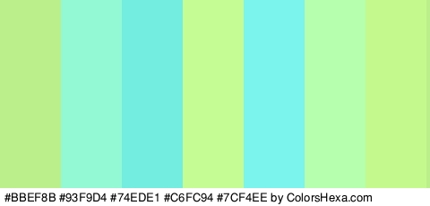 #BBEF8B #93F9D4 #74EDE1 #C6FC94 #7CF4EE #B6FFAF #C4F98E Colors Logo
