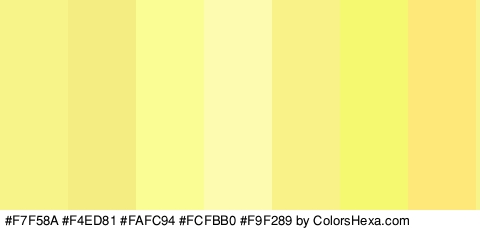 #F7F58A #F4ED81 #FAFC94 #FCFBB0 #F9F289 #F5F970 #FFE87A Colors Logo