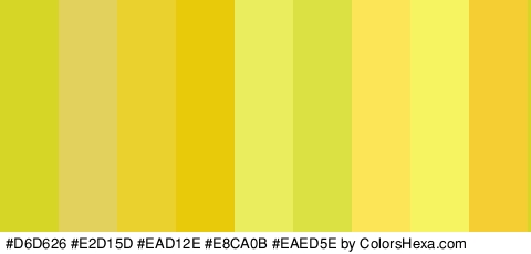 #D6D626 #E2D15D #EAD12E #E8CA0B #EAED5E #DBE043 #FCE658 #F7F462 #F4CE33 Colors Logo