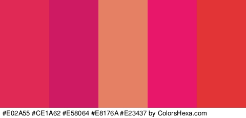 #E02A55 #CE1A62 #E58064 #E8176A #E23437 Colors Logo