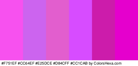 #F751EF #CC64EF #E25DCE #D84CFF #CC1CAB #E500CE Colors Logo