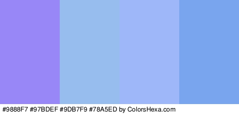 #9888F7 #97BDEF #9DB7F9 #78A5ED Colors Logo