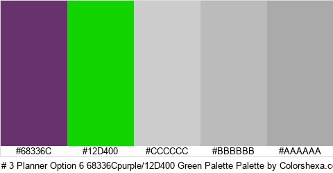 # 3 Planner Option 6 68336Cpurple/12D400 Green Palette Colors Logo