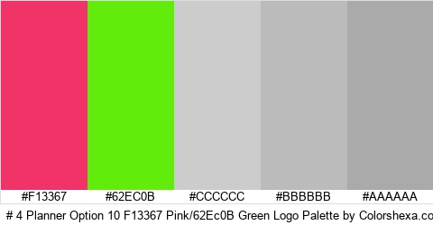 # 4 Planner Option 10 F13367 Pink/62Ec0B Green Logo Colors Logo
