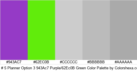 # 5 Planner Option 3 943Ac7 Purple/62Ec0B Green Color Colors Logo