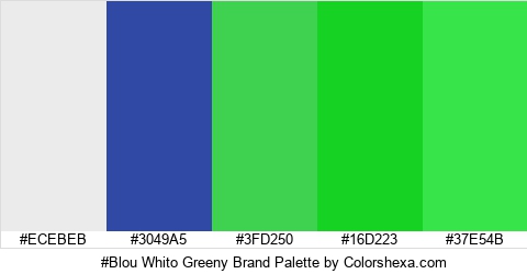 #Blou Whito Greeny Brand Colors Logo