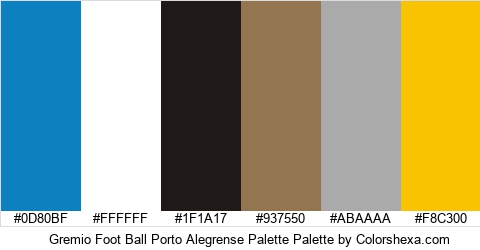 Gremio Foot Ball Porto Alegrense Palette Colors Logo