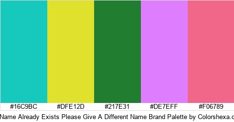 Name Already Exists Please Give A Different Name Brand Colors Logo
