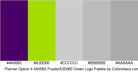 Planner Option 4 4A0065 Purple/A3Dd00 Green Logo Colors Logo