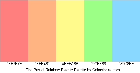 pastel colors of the rainbow Color Palette