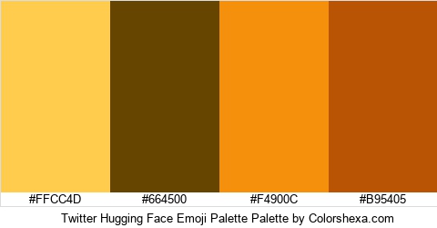 Twitter Hugging Face Emoji Palette Palette #FFCC4D #664500 #F4900C # ...