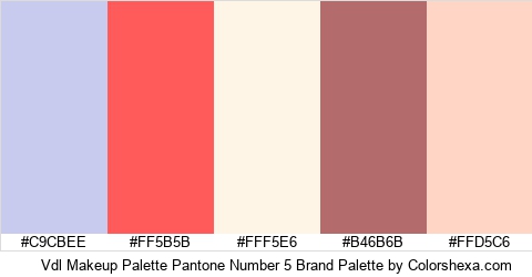 Vdl Makeup Palette Pantone Number 5 Brand Colors Logo